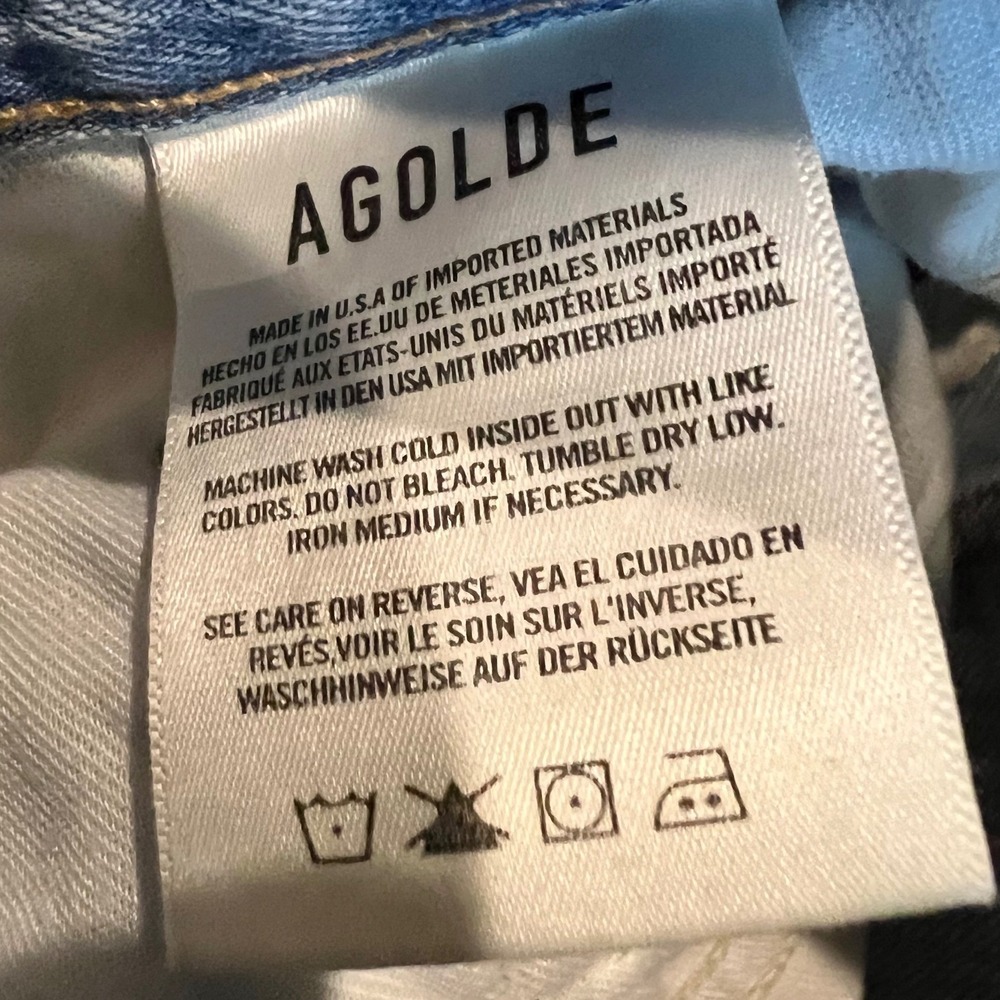 Agolde High Rise Straight Leg Distressed Jeans Light Wash Size 24 Made in USA - Picture 4 of 9